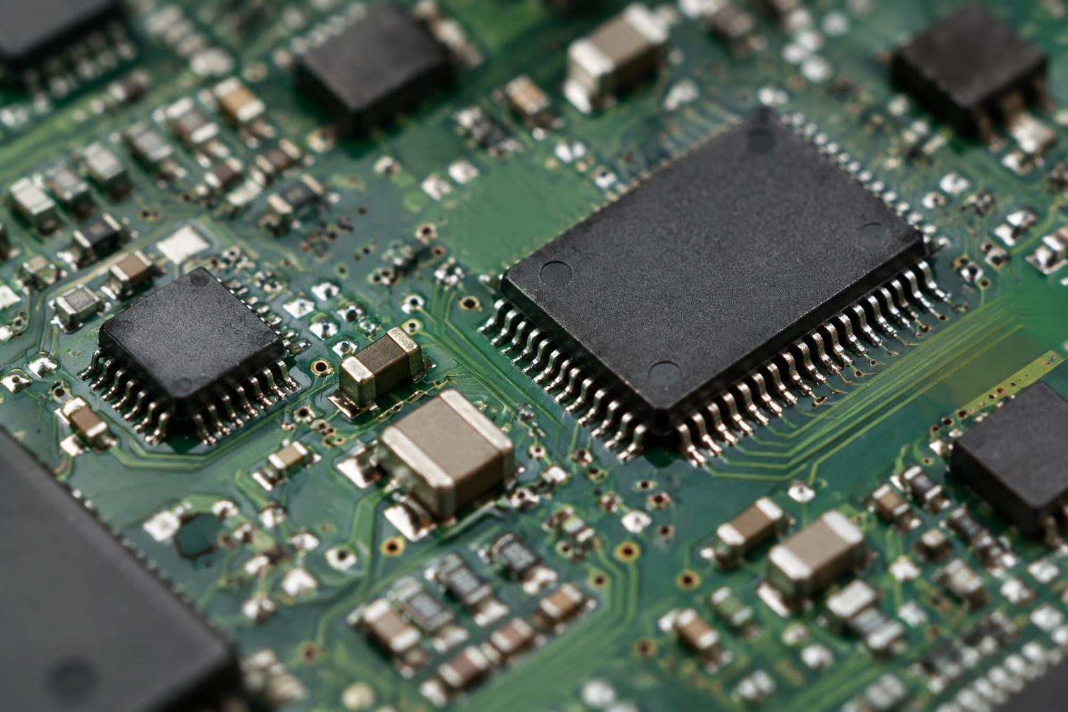 Close-up of an electronics circuit board