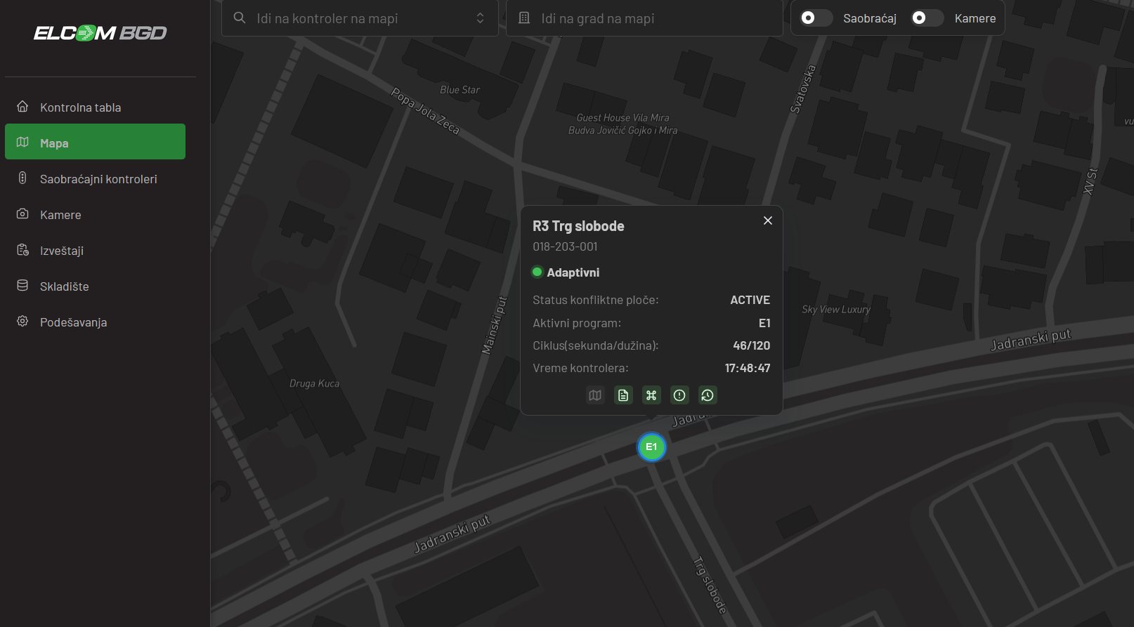 SAUS map view with live controller status